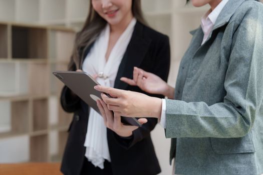 Group of business consultant working management big data and analyze financial document of company.