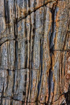 Image of Detail of rocky Maine coast with layers of rocks