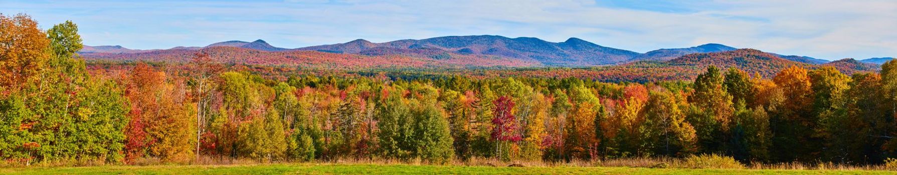 Image of Wide panorama of stunning fall mountain landscape in New York