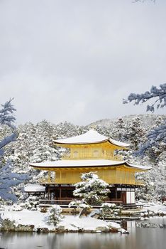 Kyoto Golden Temple with snow
