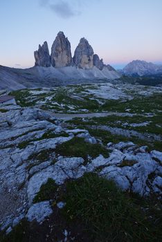 Tre Cime in Dolomite mountain in Italy