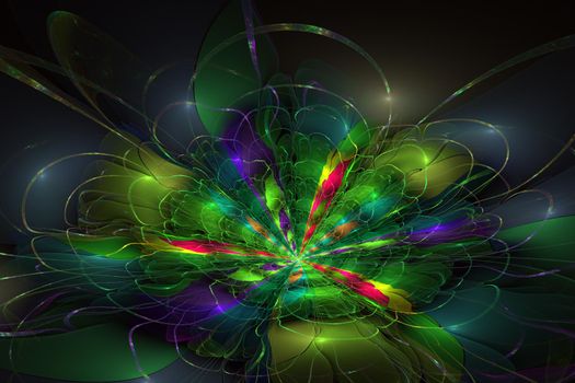 Beautiful lush flower. Beautiful abstract flower for art projects, cards, business, posters. 3D illustration, computer-generated fractal. 3d illustration