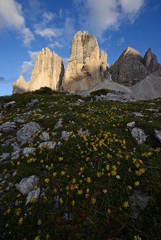 Tre Cime in Dolomite mountain in Italy