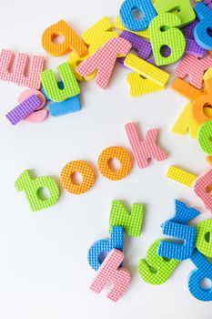 Multicolored letters. Letters for the study of children in kindergarten or school, fluted letters. Book lettering