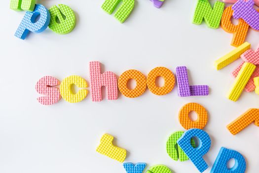 Multicolored letters. Letters for the study of children in kindergarten or school, fluted letters. School lettering