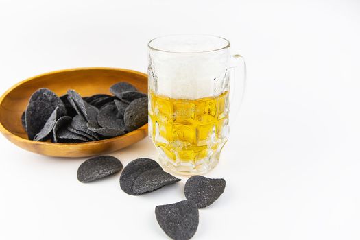 Beer and Snacks on Black Chalkboard with words Friday, Eat, Drink from above