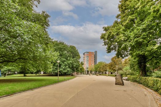 View of street near building with beauty of vegetation outside