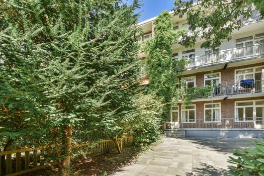 View of street near building with beauty of vegetation outside