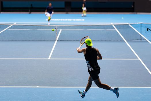 MELBOURNE, AUSTRALIA - JANUARY 13: Rafael Nadal of Spain practices ahead of the 2023 Australian Open at Melbourne Park on January 13, 2023 in Melbourne, Australia.