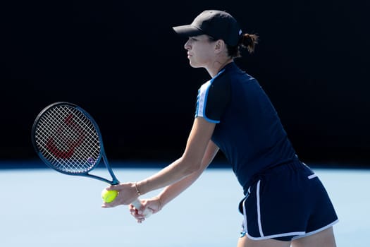 MELBOURNE, AUSTRALIA - JANUARY 13: Ajla Tomljanovic of Australia practices ahead of the 2023 Australian Open at Melbourne Park on January 13, 2023 in Melbourne, Australia.