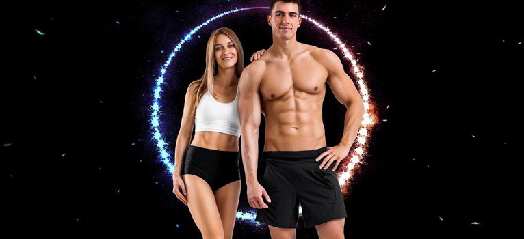 Fit couple at the gym isolated on white background. Fitness concept. Healthy life style
