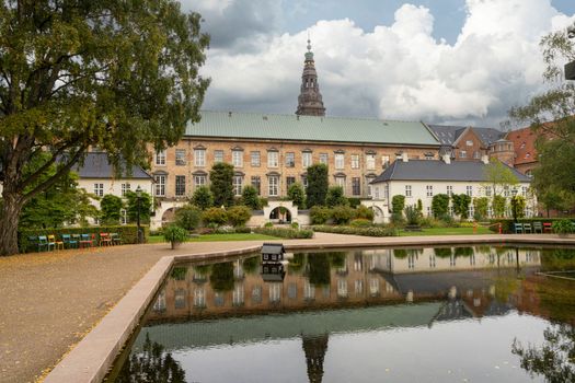 Copenhagen, Denmark. October 2022. panoramic view of the Garden of the Royal Library ibn the city center