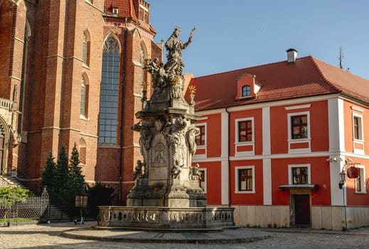 Wroclaw, Poland landmark Ostrow Tumski island and Cathedral of St John the Baptist towers