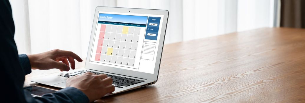 Calendar on computer software application for modish schedule planning for personal organizer and online business