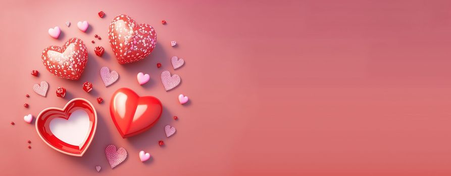 Valentine's Day Heart and Crystal Diamond Banner and Background