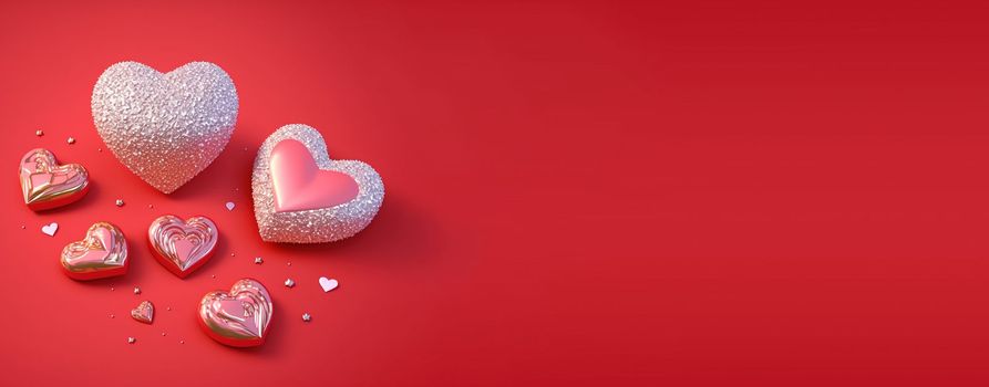 Valentine's Day Heart and Crystal Diamond Banner and Background