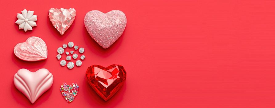 Valentine's Day Sparkle Hearts Diamonds and Crystals Banner and Background