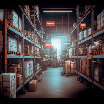 Image of an advanced high-tech warehouse. High quality illustration