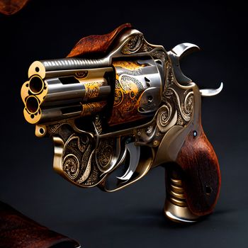 Epic fantasy revolver. Inspired by the world of steampunk and fantasy. High quality illustration