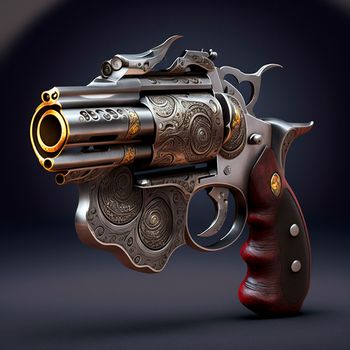 Epic fantasy revolver. Inspired by the world of steampunk and fantasy. High quality illustration