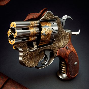 Epic fantasy revolver. Inspired by the world of steampunk and fantasy. High quality illustration