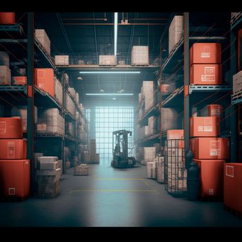 Image of an advanced high-tech warehouse. High quality illustration