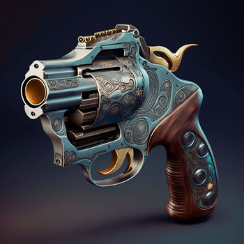 Epic fantasy revolver. Inspired by the world of steampunk and fantasy. High quality illustration