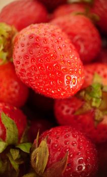 Ripe juicy strawberries selective focus close-up.Macrophotography.Texture or background. Selective focus.