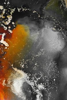 Burning abstract background from marble ink art of exquisite original painting . Painting was painted on high quality paper texture to create smooth marble background pattern of ombre alcohol ink .