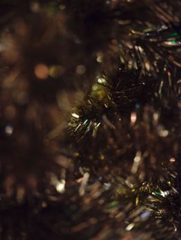 Christmas and Happy new year on christmas tree . Golden tone . SPACE FOR TEXT 