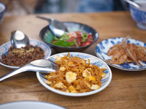 Rice gruel and side dish . Concept breakfast THAI STYLE