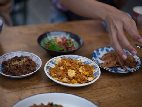 Rice gruel and side dish . Concept breakfast THAI STYLE