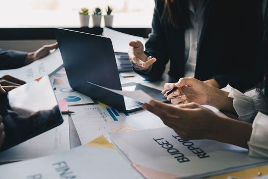 Group of fund manager analyzing big data for future investment.