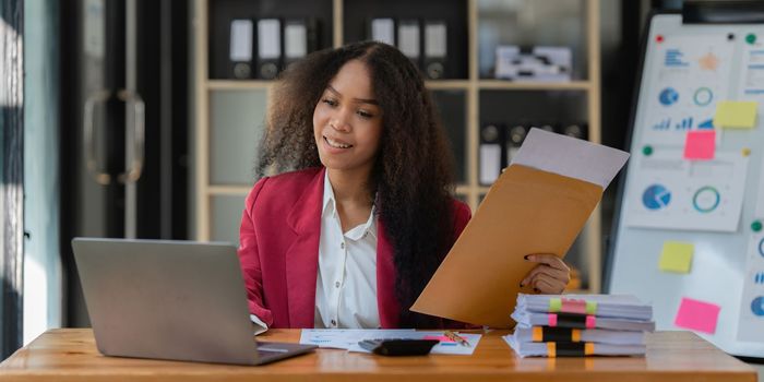 Beautiful businesswoman working in office. business finance concept.