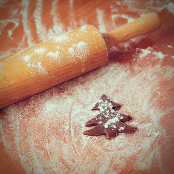 Christmas cookies - gingerbread. Preparation for baking homemade traditional sweets for the Christmas holidays in the Czech Republic.