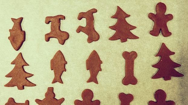 Christmas cookies - gingerbread. Preparation for baking homemade traditional sweets for the Christmas holidays in the Czech Republic.