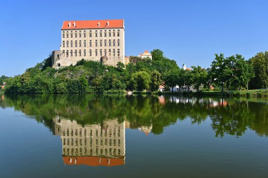 Plumlov - Czech Republic. Beautiful old castle by the lake. A snapshot of architecture in the summer season.