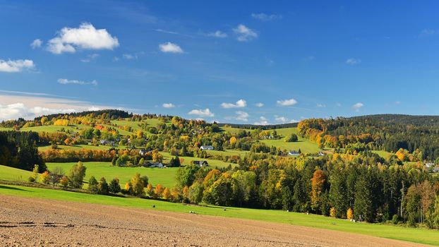 Autumn landscape. Beautiful colorful nature in autumn time. Czech Republic - seasonal background