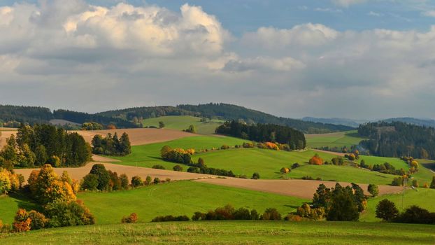 Autumn landscape. Beautiful colorful nature in autumn time. Czech Republic - seasonal background