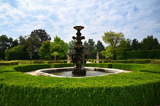 Lednice - South Moravia - Czech Republic. A beautiful park with a lake in the castle grounds. Landscape with nature in summer time.