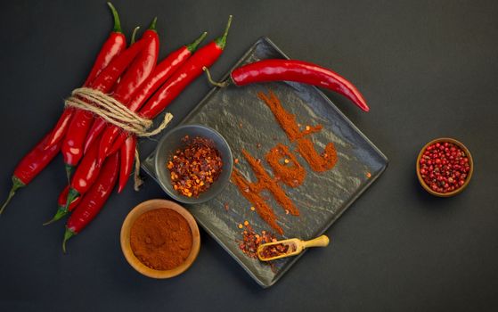 Chili pepper isolated on a black background. Chili hot pepper clipping path