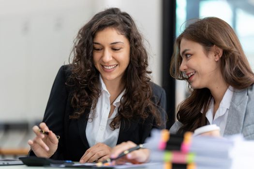 Business advisers are gathering to assess and debate the issue as it appears on the financial report. Financial counselor, investment consultant, and accounting concept.