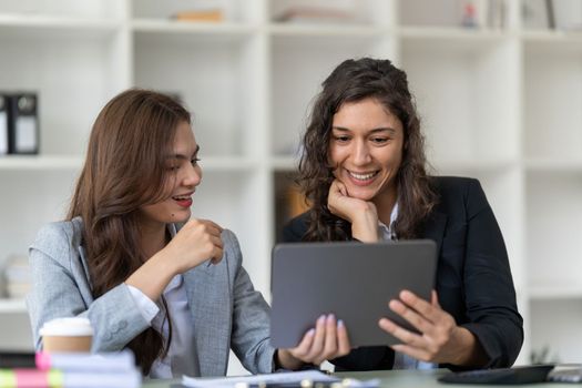Business advisers are gathering to assess and debate the issue as it appears on the financial report. Financial counselor, investment consultant, and accounting concept.