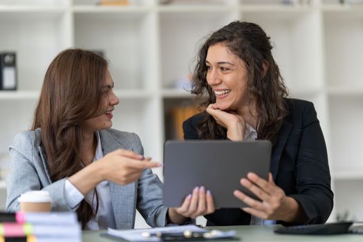 Business advisers are gathering to assess and debate the issue as it appears on the financial report. Financial counselor, investment consultant, and accounting concept.
