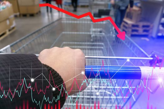 Bar charts and graphs. Rising food prices. Crisis and rising commodity prices concept