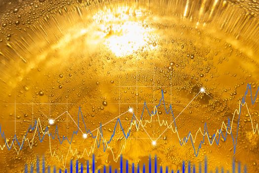 Texture foam of alcohol for party holiday drink concept. Beer Investment growth Chart