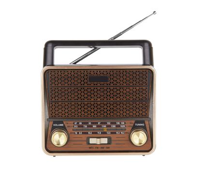Radio retro portable receiver vintage object isolated white background