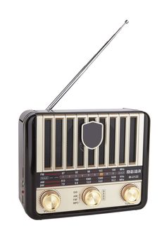 Radio retro portable receiver vintage object isolated white background