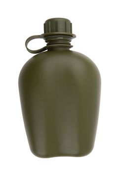 Military flask for water isolated on a white background