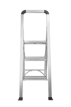 Metal folding ladder isolated on a white background.